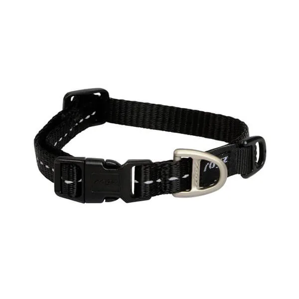 Rogz Utility ställbart hundhalsband med reflextråd, svart
