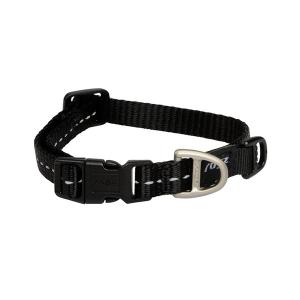 Rogz Utility ställbart hundhalsband med reflextråd. Svart. 20-31 cm.