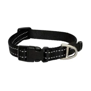 Rogz Utility ställbart hundhalsband med reflextråd. Svart. 26-40 cm.