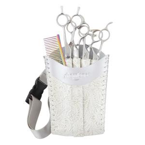 Trimväska Fancy läder krämfärgad, hölster för saxar, kammar. Justerbar midjerem.