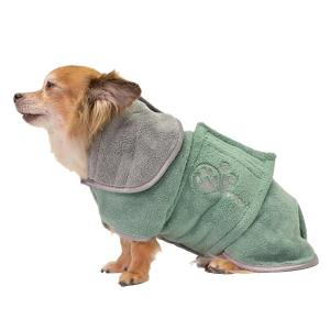 Show Tech+ Active Coral Fleece badrock för hund i supermjuk korallfleece. Grön.