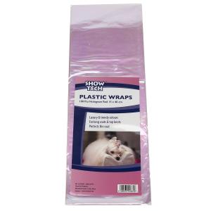 Show Tech Plastic wraps hologram skyddsark för hundpäls, skimrande i rosa toner. 100-pack, 15x40 cm.