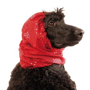 Show Tech Snood Luxe Fancy öronskydd för hund. Skyddar öronen och pälsen kring nacken. Storlek large, röd.