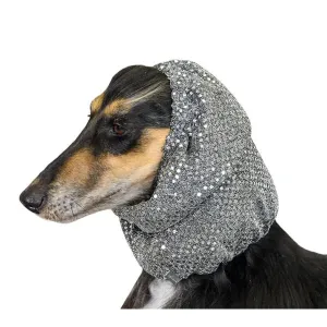 Show Tech Snood Luxe Fancy öronskydd för hund. Skyddar öronen och pälsen kring nacken. Storlek large, silver.