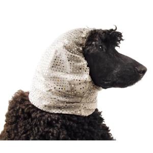 Show Tech Snood Luxe Fancy öronskydd för hund. Skyddar öronen och pälsen kring nacken. Storlek large, vit.