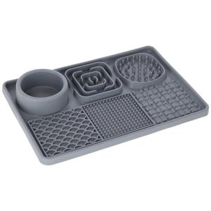 Slickamatt, aktiveringsplatta för hund. Grå silikon 30x20x4 cm.