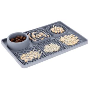 Slickamatt, aktiveringsplatta för hund. Grå silikon 30x20x4 cm.