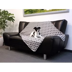 Stella hundfilt fleece - ljusgrå med svarta stjärnor