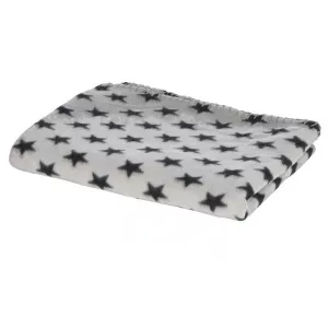 Stella hundfilt fleece - ljusgrå med svarta stjärnor