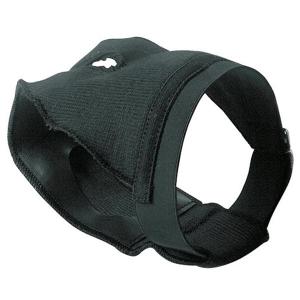 Svart tikskydd i elastisk bomull, resårband runt magen