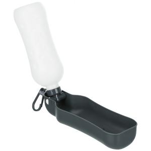 Trixie vattenflaska med grå drickskål Dog on Tour. Reseflaska för hund, rymmer 500 ml.