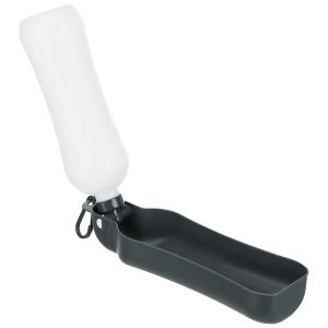 Trixie vattenflaska med grå drickskål Dog on Tour. Reseflaska för hund, rymmer 700 ml.