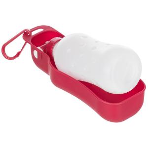 Trixie vattenflaska med röd drickskål Dog on Tour. Reseflaska för hund, rymmer 250 ml.