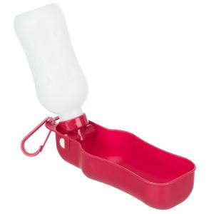 Trixie vattenflaska med röd drickskål Dog on Tour. Reseflaska för hund, rymmer 250 ml.