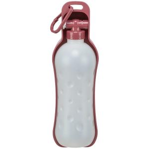 Trixie vattenflaska med vinröd drickskål Dog on Tour. Reseflaska för hund, rymmer 250 ml.