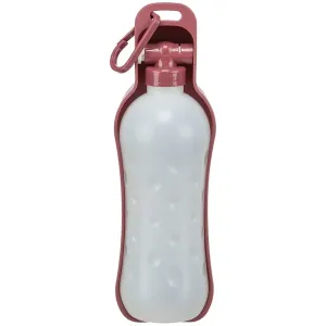 Trixie vattenflaska med vinröd drickskål Dog on Tour. Reseflaska för hund, rymmer 250 ml.