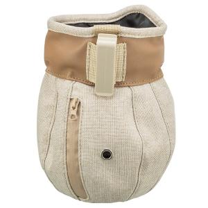 Trixie Goody bag väska för belöningsgodis. Ljusbrunt konstläder, beige tyg.