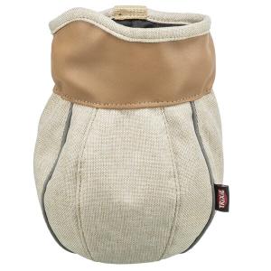 Trixie Goody bag väska för belöningsgodis. Ljusbrunt konstläder, beige tyg.