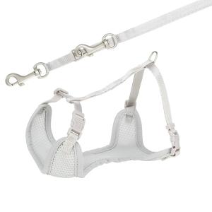 Trixie Junior mjuk valpsele i mesh med tillhörande koppel, ljusgrå