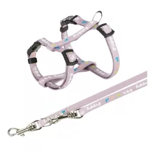 Trixie junior valpsele lila med dekor i olika färger, set med sele och koppel