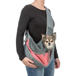 Trixie Sling hundväska, grå med rosa detaljer