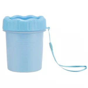 Trixie tasstvätt, transparent plastbehållare och blå silikonborst