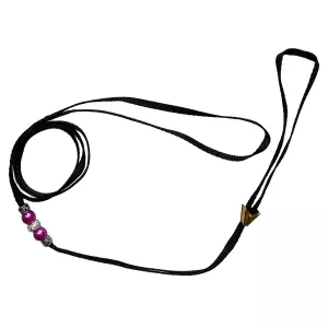 Utställningskoppel med halsögla, med pärlor - svart/rosa