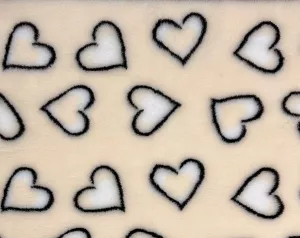 Vetbed Beige - Svart/vita hjärtan