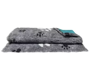 Vetbed - Bigfoot grå med vita stora tassar - grön baksida