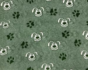 Vetbed hundfäll Filur grönmelerad med hundar och tassar, gummerad baksida.