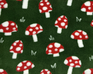 Vetbed hundfäll grön med flugsvampar, gummerad baksida, 100x150 cm