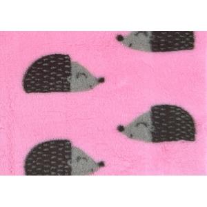 Vetbed hundfäll Rosa med bruna igelkottar, gummerad baksida. 50x75 cm.