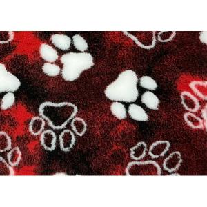 Vetbed Kelly rödmelerad med vita tassar. Mysig och praktisk hundfäll. 50x75 cm.