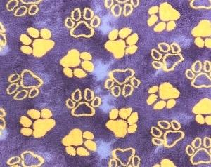 Vetbed hundfäll lilamelerad med solgula tassar, gummerad baksida.