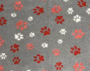 Vetbed Ljusgrå - Röda/rosa/vita tassar