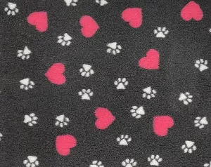 Vetbed Mörkgrå - Vita tassar/rosa hjärtan