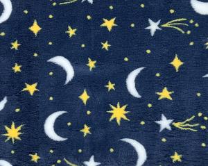 Vetbed hundfäll Natthimmel, mörkblå med månar och stjärnor. Gummerad baksida.