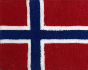 Vetbed hundfäll norska flaggan med gummerad baksida