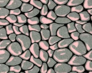Vetbed Pebbles hundfäll, grå, svart och rosa. Med gummerad baksida.