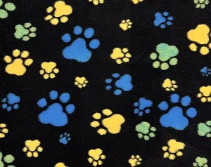 Vetbed Svart - Blå/gula/gröna tassar