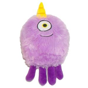 Malva Monster hundleksak i lila plysch. Längd 23 cm, med pipljud.