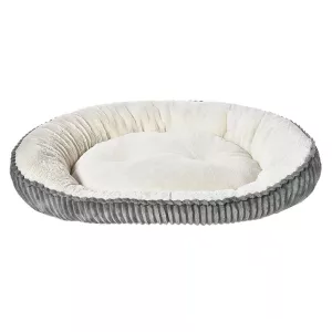Hundbädd Manchester oval - ljusgrå/vintervit