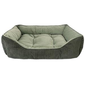 Lindblomsgrön hundbädd med fast dyna, 85x70x25 cm
