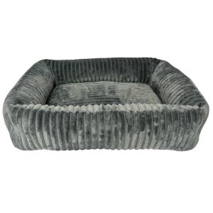 Hundbädd med manchester-look, grå plysch, 63x53x18 cm