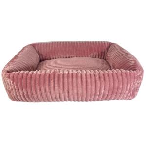 Hundbädd med manchester-look, rosa plysch, 63x53x18 cm