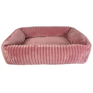 Hundbädd med manchester-look, rosa plysch, 63x53x18 cm