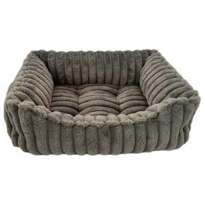 Hundbädd i supermjuk grå plysch, 55x45x20 cm