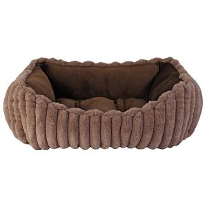 Brun hundbädd i supermjuk plysch, 63x53x25 cm