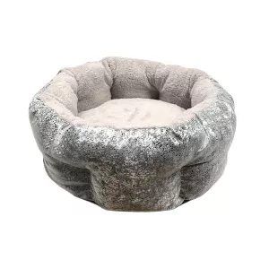 Hundbädd rund silvergrå/gråmelange