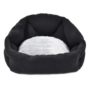 Hundbädd Flisa - Mörkgrå fleece/ljusgrå plysch